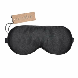 LULUSILK 100% Seide Verstellbare Schlafmaske Augenmaske Schlafbrille für Damen und Herren, Schwarz - 1