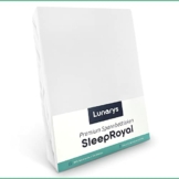 Lunarys® SleepRoyal Luxus Spannbettlaken 180x200 cm - Weiß - 250 g/m² Premium Bettlaken - 40 cm Steghöhe - für hohe Matratzen, Boxspringbett / Matratze + Topper & Wasserbett - Stretch Jersey - 1