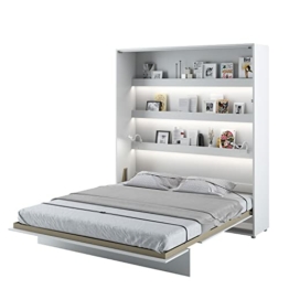 MEBLINI Schrankbett Bed Concept - Wandbett mit Lattenrost - Klappbett mit Schrank - Wandklappbett - Murphy Bed - Bettschrank - BC-13 - 180x200cm Vertikal - Weiß Matt - 1