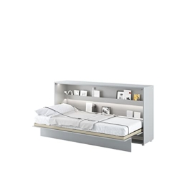 MEBLINI Schrankbett Bed Concept - Wandbett mit Lattenrost - Klappbett mit Schrank - Wandklappbett - Murphy Bed - Bettschrank - BC-06 - 90x200cm Horizontal - Grau Matt - 1