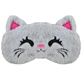 Mezeic Augenmaske für Schlafen, 3D Süße Tiere Schlafmaske Neuheit Augenbinde Augen Abdeckung Plüsch Nachtmaske für Kinder Mädchen Jungen Damen Reisen Nickerchen (Graue Katze) - 1