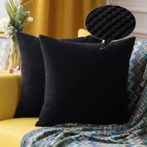 MIULEE 2er Set Granulat Kissenbezug Ananas Weiches Massiv Dekorativen Quadratisch Überwurf Kissenbezüge Kissen für Sofa Schlafzimmer 16"x16", 40 x 40 cm Schwarz - 1