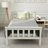 ModernLuxe- Kinderbett Einzelbett / Doppelbett Holzbett Bettgestell mit Lattenrost und Kopfteil Massivholzbett Kiefer Gästebett Bett Jugendbett - 1