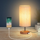 Nachttischlampe mit USB-Ladeanschlüssen, Touch-Steuerung 3 Farbtemperaturen & voll dimmbar Tischlampe minimalistische, LED 5W E27 Glühbirnen enthalten, für Lesen, Wohnzimmer, Kinderzimmer Büro GLUROO - 1