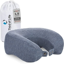 Nackenkissen ANDAR Quick-Dry | Ergonomisches Reise-Kissen mit schnell trocknendem Bezug & Memory-Foam gegen Nackenschmerzen | Nackenhörnchen für Reisen im Auto, Flugzeug, Bus & Zug | 30x26x13/10 cm - 1