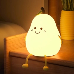 Nettes Lächeln Birne Silikon Nachtlicht, Kinder Warmes Licht USB Lade Mini Tischlampe Mädchen Geschenk Cartoon Form 7 Farben Nachttischlampe Schlafzimmer Dekoration Baby Junge - 1