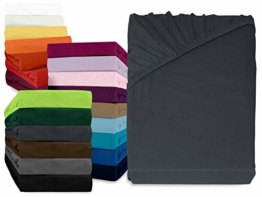 npluseins klassisches Jersey Spannbetttuch - erhältlich in 34 modernen Farben und 6 verschiedenen Größen - 100% Baumwolle, 140-160 x 200 cm, anthrazit - 1