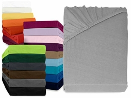 npluseins klassisches Jersey Spannbetttuch - erhältlich in 34 modernen Farben und 6 verschiedenen Größen - 100% Baumwolle, 120 x 200 cm, Silber - 1