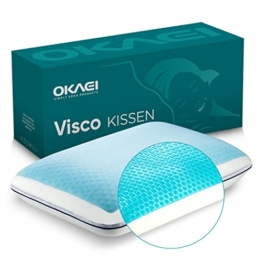 OKAEI GelCell - Memory Foam Kissen mit kühlendem Gel-Überzug - Komfortables Kopfkissen - Ergonomisches Kissen - Kühlendes Kopfkissen - Kissen für angenehmen Schlaf - 1