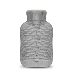 phixilin Wärmflasche mit Bezug, 2L wärmeflasche Sicher und auslaufsicher Premium Naturkautschuk Wärmflasche Kinder, Bettflasche für Erwachsene, Wärmehaltung zur Behandlung von Schmerzen - Grau - 1