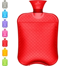 Qomfor Hot Water Bottle - 1.8 Litre Large Capacity - Premium Hot Water Bag for Pain Relief, Back Pain, Period Pain, Neck and Shoulders - No Cover - Great Gift for Women - Red - 1