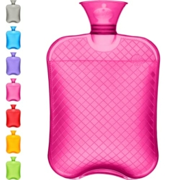 Qomfor Hot Water Bottle - 1.8 Litre Large Capacity - Premium Hot Water Bag for Pain Relief, Back Pain, Period Pain, Neck and Shoulders - No Cover - Great Gift for Women - Pink - 1