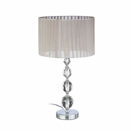 Relaxdays Nachttischlampe Kristall, Tischleuchte Kugel, Tischlampe grau, Schirm, HBT: 53 x 29,5 x 29,5 cm, klar/silber - 1