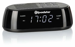 Roadstar CLR-2477 Radiowecker mit LED-Display, Zwei Weckzeiten und Schlaf Timer, USB-Anschluss, 20 Senderspeicher, Radio-Tuner, schwarz - 1