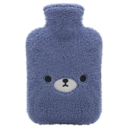 Samply Wärmflasche mit Bezug - 1,8L Wärmeflasche, Bettflasche, Wärmflasche flauschig,Bärenblau - 1