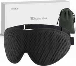 Schlafmaske für Herren und Frauen, onaEz Verbesserte 3D-Mesh-Schlafmaske, Atmungsaktiv und Bequeme Augenmaske, 13 mm Augenhöhlen,erhöhen Nasenpads,100% Lichtblockierende Schlafbrille für Reisen, Yoga - 1