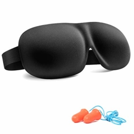 Schlafmaske für Männer & Frauen, Trilancer 3D Schlafbrille Nachtmaske, Memory Schaum Augenabdeckung，Absolute Dunkelheit Augenmaske mit Ohrstöpseln - 1