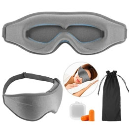 Schlafmaske Herren Schlafbrille Herren Damen Bequem Seitenschläfer,3D 100% Dunkelheit Weiche Dünn Augenmaske Schlafmasken, Kein Schwitzen,Ohrstöpsel, Augenbinde Schlafen Männer Flugzeug Schichtarbeit - 1