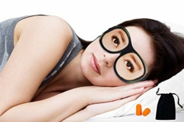 Schlafmaske mit Augen – lustige Schlafbrille für Frauen & Männer, Verdunklungsmaske, leichte Augenmaske mit gratis Tasche (Frauenaugen) - 1