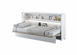 Schrankbett Bed Concept, Wandklappbett mit Lattenrost, V-Bett, Wandbett Bettschrank Schrank mit integriertem Klappbett Funktionsbett (BC-06, 90 x 200 cm, Weiß/Weiß, Horizontal) - 1