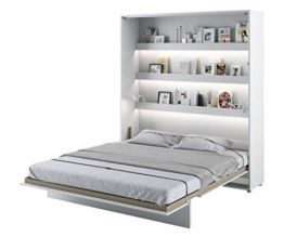 Schrankbett Bed Concept, Wandklappbett mit Lattenrost, V-Bett, Wandbett Bettschrank Schrank mit integriertem Klappbett Funktionsbett (BC-13, 180 x 200 cm, Weiß/Weiß, Vertical) - 1