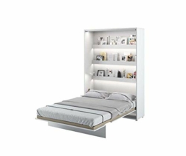 Schrankbett Bed Concept, Wandklappbett mit Lattenrost, V-Bett, Wandbett Bettschrank Schrank mit integriertem Klappbett Funktionsbett (BC-01, 140 x 200 cm, Weiß/Weiß, Vertical) - 1