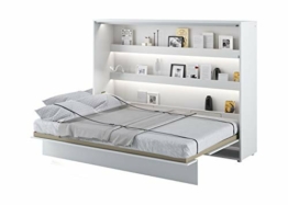Schrankbett Bed Concept, Wandklappbett mit Lattenrost, V-Bett, Wandbett Bettschrank Schrank mit integriertem Klappbett Funktionsbett (BC-04, 140 x 200 cm, Weiß/Weiß, Horizontal) - 1