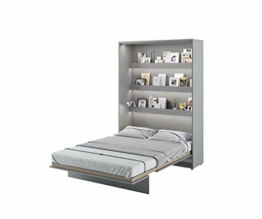 Schrankbett Bed Concept, Wandklappbett mit Lattenrost, V-Bett, Wandbett Bettschrank Schrank mit integriertem Klappbett Funktionsbett (BC-01, 140 x 200 cm, Grau/Grau, Vertical) - 1