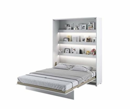 Schrankbett Bed Concept, Wandklappbett mit Lattenrost, V-Bett, Wandbett Bettschrank Schrank mit integriertem Klappbett Funktionsbett (BC-12, 160 x 200 cm, Weiß/Weiß, Vertical) - 1