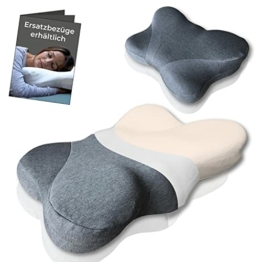 Shokunin. Nackenstützkissen mit 1 Bezug, Kopfkissen Nackenkissen gegen Nackenschmerzen Orthopädisches Ergonomisches Kissen Memory Foam, Anti Schnarch Seitenschläferkissen bei Migräne, 60x40, grau - 1