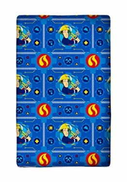 Spannbettlaken Feuerwehrmann Sam Alarm 90/100 cm x 190/200 cm 100% Baumwolle Fireman Sam Sam Tân Pontypandy Jupiter Feuerwehr Helfer Retter Spannlaken Bettlaken Laken Spann-Betttuch zur Bettwäsche - 1