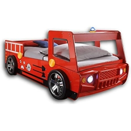 SPARK Feuerwehrbett mit LED-Beleuchtung 90 x 200 cm - Aufregendes Auto Kinderbett für kleine Feuerwehrmänner in rot - 108 x 91 x 225 cm (B/H/T) - 1