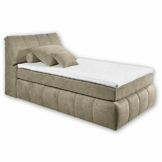 Stella Trading 2 Boxspringbett 120x200 mit Bettkasten, Sand - Bequemes Bett mit 7-Zonen-Federkern Matratze H2-H3 & Komfortschaum Topper - 121 x 110 x 235 cm (B/H/T) - 1