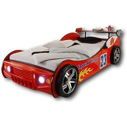 Stella Trading ENERGY Autobett mit LED-Beleuchtung 90 x 200 cm - Aufregendes Auto Kinderbett für kleine Rennfahrer in Rot - 105 x 60 x 225 cm (B/H/T) - 1