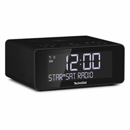 TechniSat DIGITRADIO 52 – Stereo DAB Radiowecker (Uhren Radio, Wecker, DAB+, UKW, Snooze-Funktion, Sleeptimer, dimmbares Display, Wireless-Charging Funktion, Stereo Lautsprecher 2 x 1 W) schwarz - 1