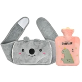 TIMESETL Wärmeflasche mit Bezug, Gummi Wärmflasche mit Weichem Plüschbezug, Warmwasserbeutel Warm Hot Water Bottle zur Schmerzlinderung für Bauch Rücken Beine - 1