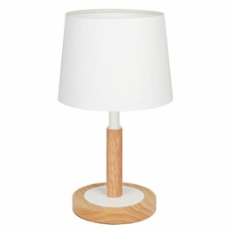 Tomons Nachttischlampe Dimmbar aus Holz, Moderne Stil LED Tischlampe, Schreibtischlampe Retro für Schlafzimmer oder im Hotel oder Café - Weiß - 1