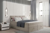 TRADA Boxspringbett mit Bettkästen Prado Doppelbett Polsterbett (160 x 200 cm, Beige) - 1