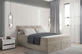 TRADA Boxspringbett mit Bettkästen Prado Doppelbett Polsterbett (160 x 200 cm, Beige) - 1