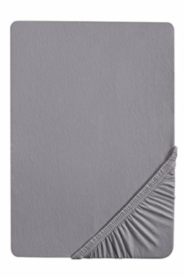 Traumhaft Schlafen - Castell - Markenbettwäsche 0077113 Spannbetttuch Jersey Stretch (Matratzenhöhe max. 22 cm) 1x 90x190 cm - 100x200 cm, silber/grau - 1