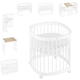 tweeto® Babybett Kinderbett 7-in-1 (Plus) | bis zu 10 Funktionen | inkl. atmungsaktiver Matratze (Weiß) - 1