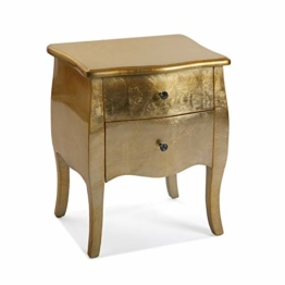 Versa Cagliari Nachttisch Kleiner oder zusätzlicher Tisch für das Schlafzimmer oder das Wohnzimmer, mit 2 Schubladen, Maßnahmen (H x L x B) 60 x 39 x 50 cm, Holz, Farbe: Golden - 1