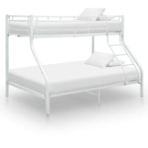 vidaXL Etagenbett Stockbett Bettgestell Metallbett Bett Hochbett Kinderbett Doppelstockbett Schlafzimmerbett Weiß Metall 140x200cm 90x200cm - 1