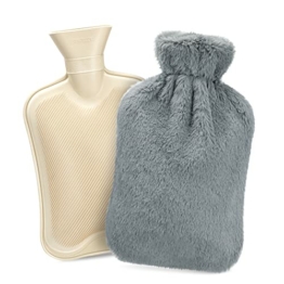 Wärmflasche Mit Bezug, Dawdix 1,8L Warmflasche Bettflasche Wärmeflaschen Wärmebeutel Warmeflasche hot water bottle mit weichem Fleeceüberzug Bettflasche Geschenk für Frauen Mutter Vater - 1