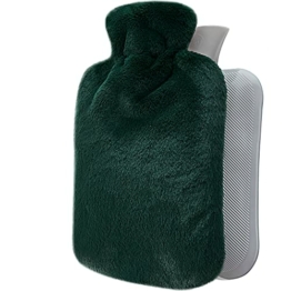 Wärmflasche mit Bezug – Weicher Premium Flauschig Bezug – 1,8l groß Wärmeflasche für Erwachsene für Kuschelige Nächte, Schmerzlinderung, Rücken, Bauch, Schulter und Nacken - Grün - 1