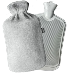 Wärmflasche XL groß 3,5 Liter mit Bezug - Grau und Weiches Fleece Wärmflaschenbezug - Wärmeflasche für Babys, Kinder und Erwachsene - Geschenk Freund Geburtstagsgeschenk Weihnachtsgeschenk - 1