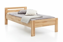 WOODLIVE DESIGN BY NATURE Massivholz-Bett aus Kernbuche, als Seniorenbett geeignet, in Komforthöhe, geöltes Einzel- und Komfortbett mit Kopfteil (100 x 200 cm) - 1
