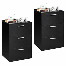 Yaheetech 2 x Nachtschrank Kommode Boxspringbett, Nachttisch Nachtkommode 59cm hoch, Schubladen mit Griff - 1