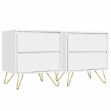 Yaheetech Nachttische, Beistelltisch-Set, 2er-Set Sofatische, Nachtschrank für Wohnzimmer, Schlafzimmer, Flur, stabil, Modern, Weiß - 1